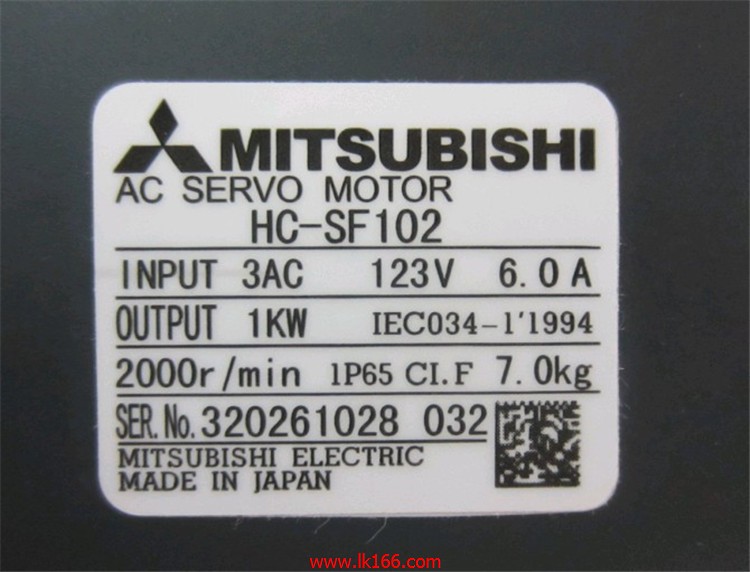 MITSUBISHI Medium inertia medium capacity motor HC-SF102