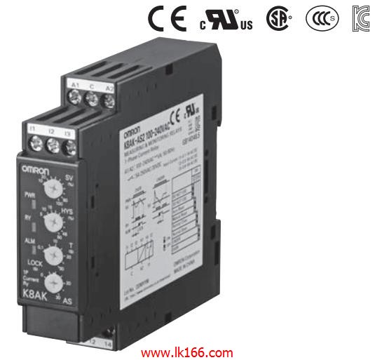 OMRON Single-phase Current Relay K8AK-AS1 24VAC/DC